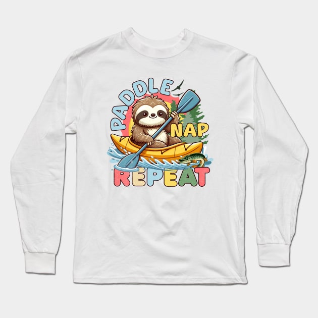 Funny Sloth Outdoor - Kayaking Sloth Long Sleeve T-Shirt by alcoshirts